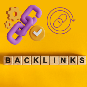 The word Backlinks with 4 graphical representations of links above.