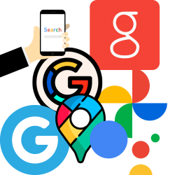 Several Google Logos all overlaid on each other.