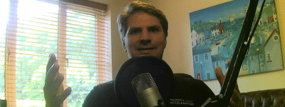 Me (simon) on a coaching call with a boom mic.