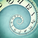 A spiral into infinity with clock numbers going down the spiral.