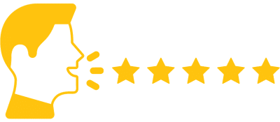 Talking head with 5-stars as the speech representing discussing your content goldmine.