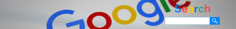 Large Google Logo in the backgroud with a search bar overlaid.