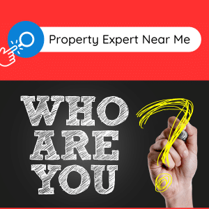 A search box showing "Property Expert Near Me" with "Who Are You?" captioned underneath