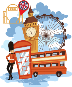 London Icons with a location pin in zoo.
