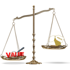 Gold scales with value weighing more than price.