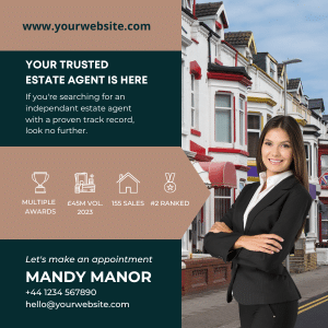 A demo Canva advert for an estate agent who can sell your property.